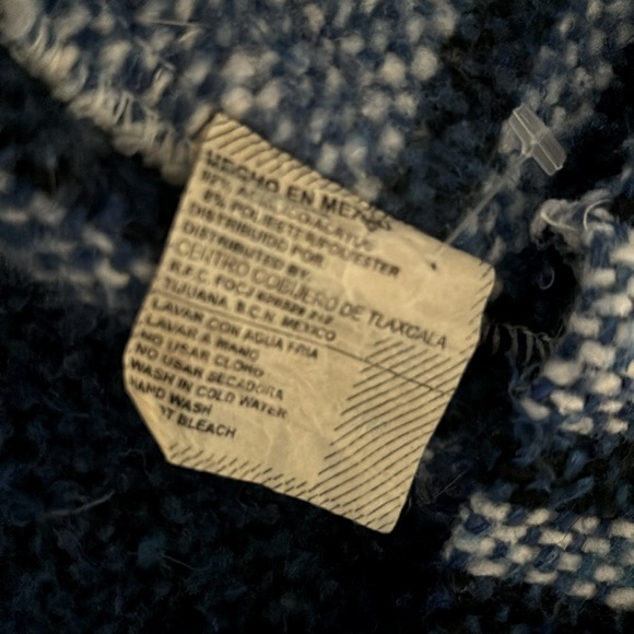 Mexican Hooded Rug Sweater | Blue XL Drug Rug | Hippie Fall | Oversized Hoodie - Picture 5 of 8